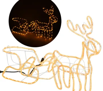 Springos svjetlosni jelen s saonicama , 192 LED, toplo bijela - Pribislavec
