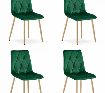 LIBRA set stolica - tamno zeleni baršun / noge u boji drveta x 4 - Pribislavec