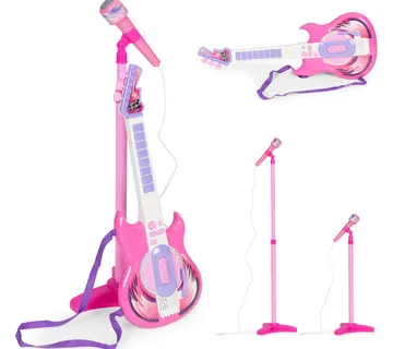Mp3 dječja električna gitara sa stalkom i mikrofonom roza - Pribislavec