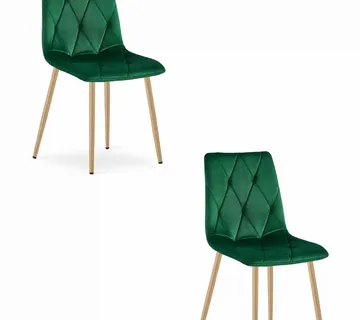 LIBRA set stolica - tamno zeleni baršun / noge u boji drveta x 2 - Pribislavec