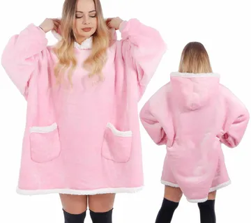 Oversized deka s kapuljačom roza - Pribislavec