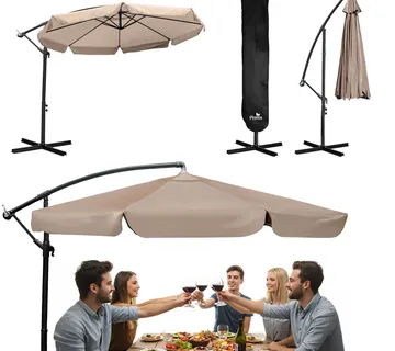 Veliki vrtni suncobran Plonos 350 cm bež - Pribislavec