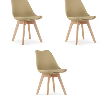 MARK set stolica - tamno bež / prirodne noge x 3 - Pribislavec