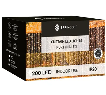 LED svjetlosna zavjesa – 200 LED lampica, toplo bijela - Pribislavec