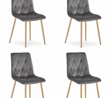 LIBRA set stolica - tamno sivi baršun / noge u boji drveta x 4 - Pribislavec