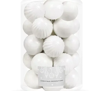 Božićne kuglice 6 cm – set 20 komada bijela - Pribislavec