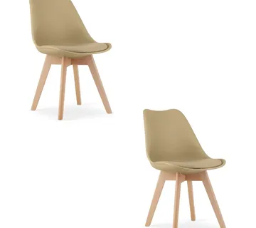 MARK set stolica - tamno bež / prirodne noge x 2 - Pribislavec