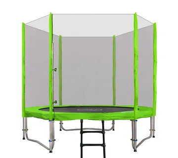 Trampolin s vanjskom sigurnosnom mrežom i ljestvama 8 ft / 244 cm zeleni. - Pribislavec