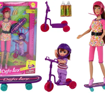 Set lutaka Lucy s romobilom, skateboardom i kacigama roza - Pribislavec