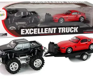 Igračka Monster Truck s prikolicom i BMW-om 58cm crno - crveni - Pribislavec