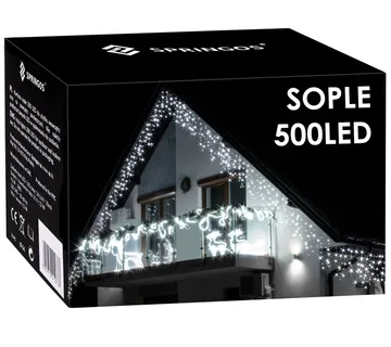 Springos zavjesa s kapljicama, 500 LED, 20 m , hladno bijela - Pribislavec