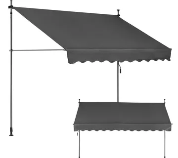 MultiGarden balkonska tenda 300 × 120 cm – podesive visine, vodootporna, s ručicom, siva - Pribislavec
