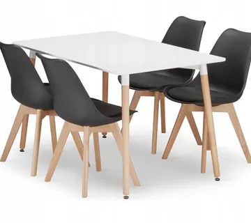 ADRIA pravokutni stol 120x80 bijeli + 4 MARK crne stolice - Pribislavec