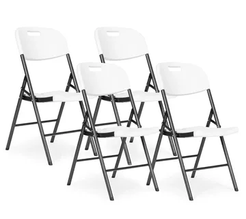 ModernHome set od 4 sklopive stolice – za dom i ugostiteljstvo, metal i HDPE, bijele - Pribislavec