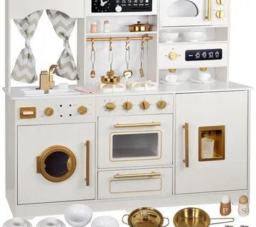 Velika drvena kuhinja Glamour Style sa zlatnim dodacima svjetlo+zvukovi - Pribislavec