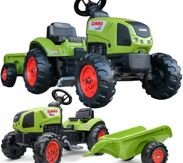 Falk Claas zeleni traktor sa pedalama i prikolicom +truba 2 godine. - Pribislavec