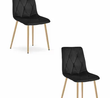 LIBRA set stolica - crni baršun / noge u boji drveta x 2 - Pribislavec