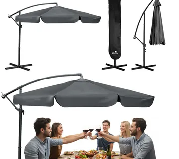 Veliki vrtni suncobran Plonos 350 cm sivi 488000 - Pribislavec