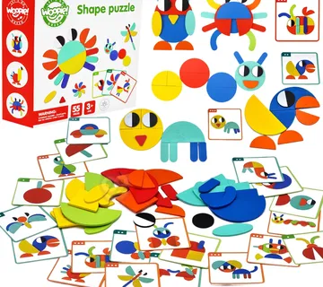 Woopie Green drvena Montessori slagalica, 40 uzoraka za preslagivanje, 55 kom. - Pribislavec