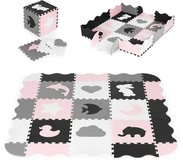 Ecotoys edukativna puzzle podloga za igru crno-bijelo-roza 25kom. - Pribislavec