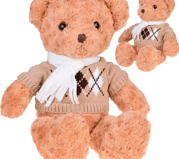 Mekani medvjed teddy u džemperu i šalu, 60 cm - Pribislavec