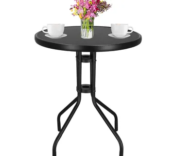 Springos metalni okrugli vrtni stol, 60 cm, crni - Pribislavec