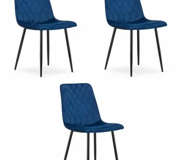 Set od 3 TURIN stolca – tamnoplavi baršun - Pribislavec
