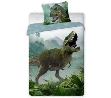 Pamučna posteljina 140x200 Dinosaur T-rex zelena - Pribislavec