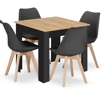 Stol 80x80 crne noge + 4 MARK stolice crne prirodne noge - Pribislavec