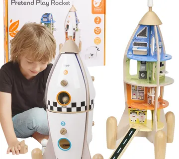 Classic World drvena raketa kuća za djecu + figurice - Pribislavec