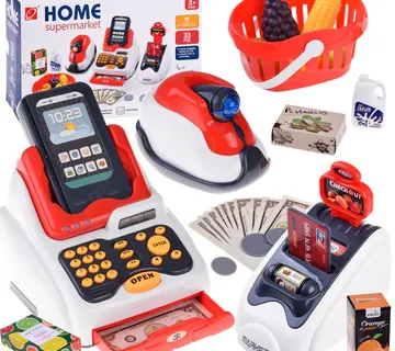 Set Mini Market blagajna s košaricom i dodacima crveni - Pribislavec