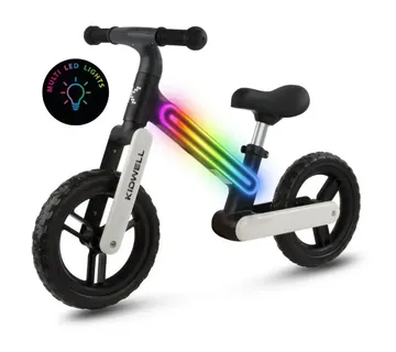 Kidwell Suno dječji bicikl bez pedala s led rasvjetom, crno bijeli - Pribislavec