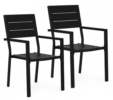 MultiGarden Set od 2 vrtne stolice za terasu ili balkon, čelik i HDPE, crne - Pribislavec