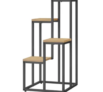 Stalak za cvijeće s 4 police - hrast / crne noge - Pribislavec