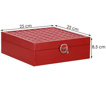 Kutija za nakit crvena 25,3x25,3x8,5 cm - Pribislavec