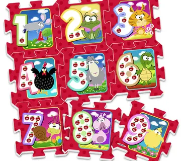 Podloga od pjene puzzle 31x31cm životinje s brojevima - Pribislavec