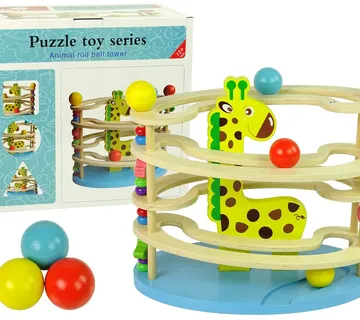 Montessori drvene kuglice na toboganu sa žirafom - Pribislavec