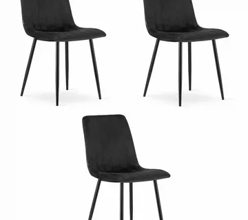 Set od 3 stolice LAVA – crni baršun - Pribislavec