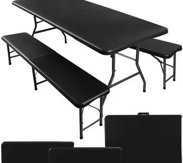 Gardlov Sklopivi vrtni stol 180 cm + 2 klupe - crni - Pribislavec
