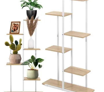 Bijeli metalni stalak za cvijeće 60 x 20 x 113 cm - Pribislavec