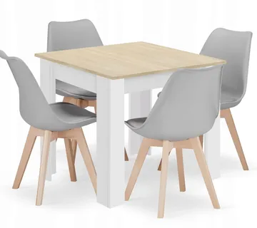 Set kvadratni stol 80x80 sonoma hrast + 4 MARK sive stolice - Pribislavec