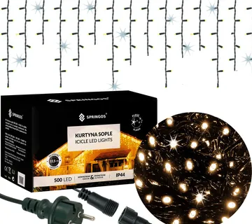Božićna LED zavjesa toplo bijela + hladno bijeli bljesak – 500 LED lampica - Pribislavec