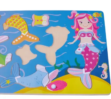 Drvena slagalica morska sirena 9 elemenata 26x20cm - Pribislavec