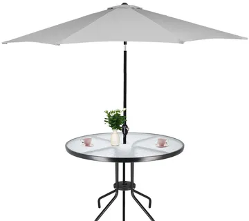 Springos stakleni okrugli vrtni stol, crni 90 cm - Pribislavec