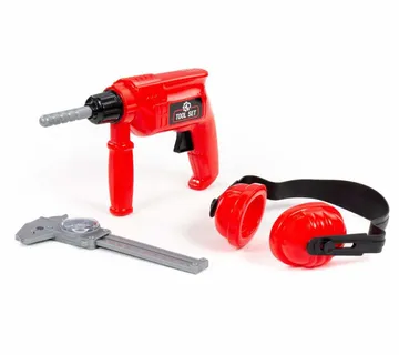 Dječji DIY set alata sa zaštitnim slušalicama crveni - Pribislavec