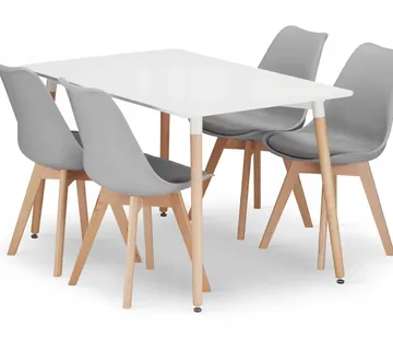 ADRIA pravokutni stol 120x80 bijela + 4 MARK sive stolice - Pribislavec