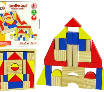 Montessori set drvenih blokova za gradnju kuće/dvorca šareni - Pribislavec