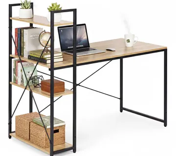ModernHome uredski stol 120 × 60 cm s policom i 3 police – loft stil - Pribislavec