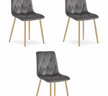 LIBRA set stolica - tamno sivi baršun / noge u boji drveta x 3 - Pribislavec