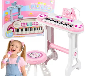 Elektronični klavir za djecu, stolica, mikrofon, MP3, ružičasta - Pribislavec